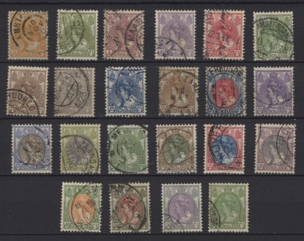 Frankeerzegels Nederland NVPH nrs. 56-76 gestempeld