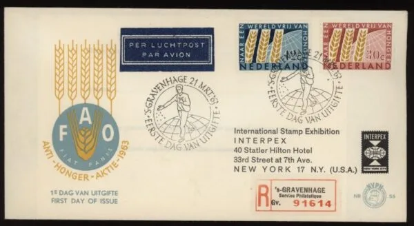 FDC Nederland NVPH nr. E55 met reclame en attest Vleeming