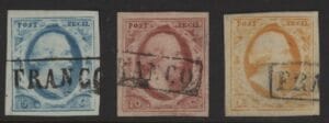 Frankeerzegel Nederland NVPH nrs. 1-3 gestempeld