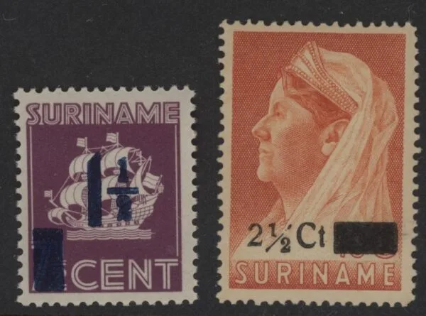 Frankeerzegels Ned.Suriname NVPH nrs. 245-246 postfris