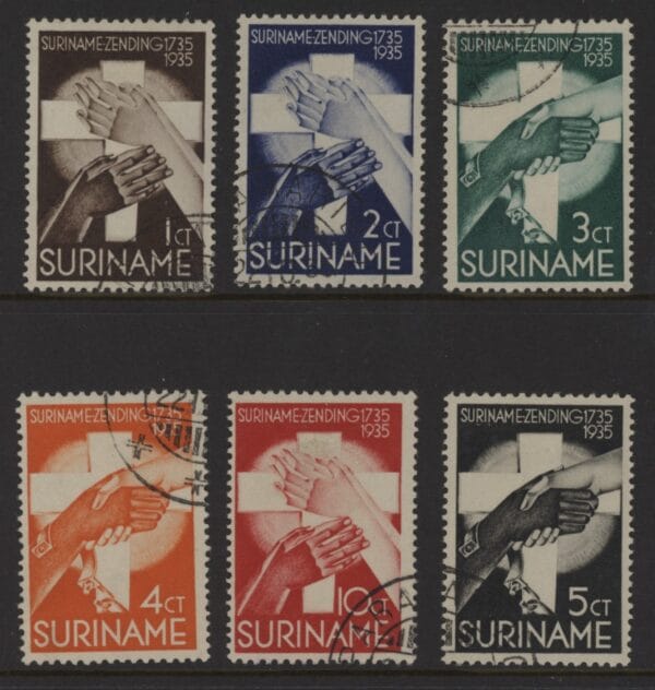 Frankeerzegels Ned.Suriname NVPH nrs. 151-156 gestempeld