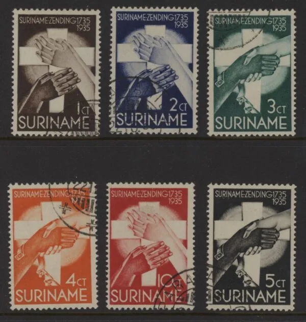 Frankeerzegels Ned.Suriname NVPH nrs. 151-156 gestempeld