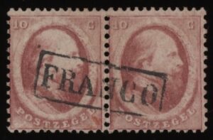 Frankeerzegel Nederland NVPH nr. 5B in paar gestempeld