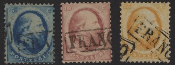 Frankeerzegel Nederland NVPH nrs. 4-6 gestempeld