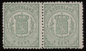 Frankeerzegel Nederland NVPH nrs. 15 en 15PM8 postfris met certificaat NKD