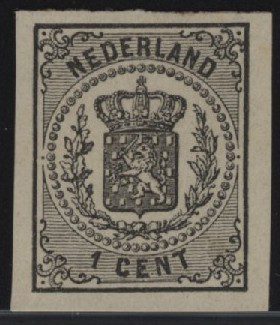 Frankeerzegel Nederland NVPH nr.14v ongebruikt met klein attest Vleeming