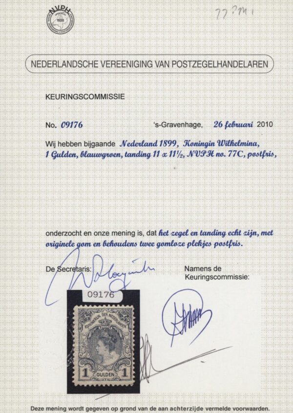 Frankeerzegel Nederland NVPH nr. 77C PM1 postfris met certificaat NVPH - Afbeelding 2
