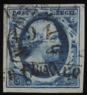 Frankeerzegel Nederland NVPH nr.1a plaat I positie 23 gestempeld met attest Vleeming