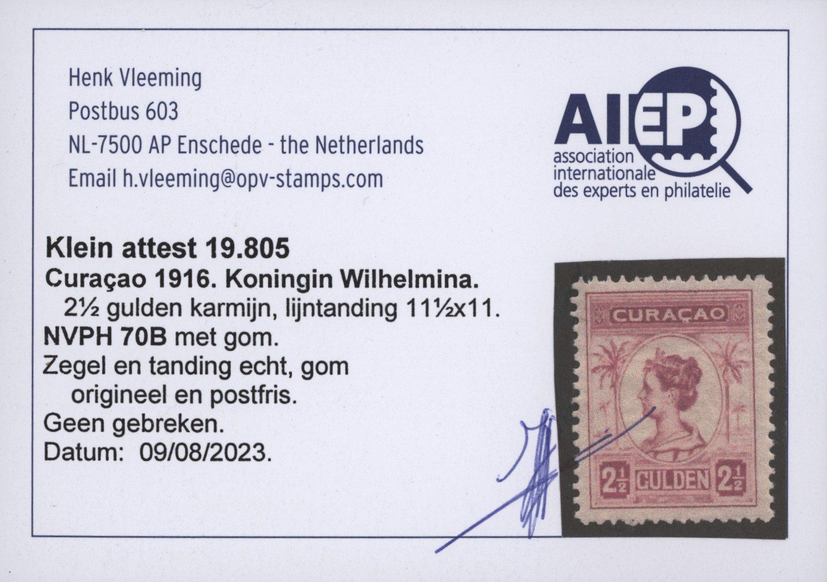 Frankeerzegels Curaçao NVPH nr. 70B postfris met attest Vleeming - Afbeelding 2