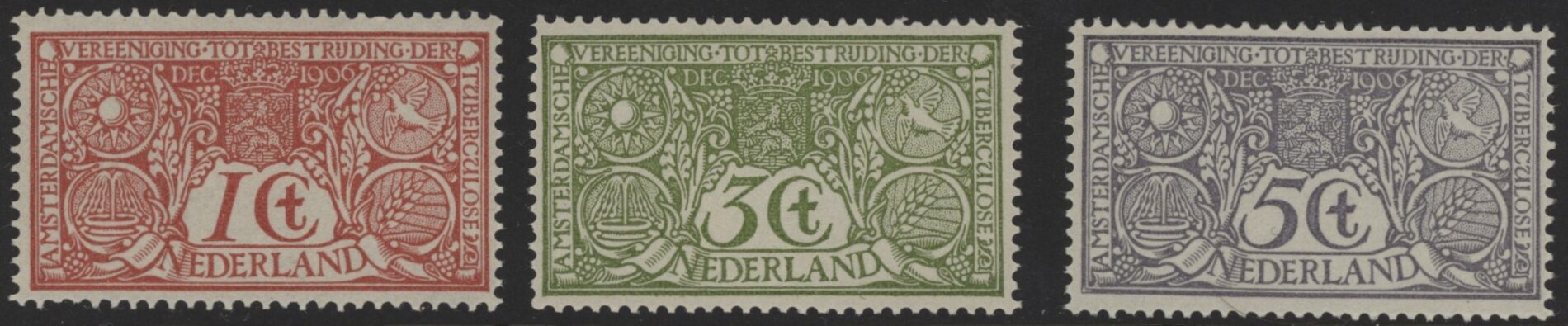 Frankeerzegels Nederland NVPH nrs. 84-86 met Mast 85PM3 postfris