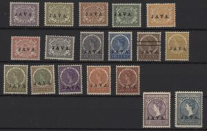Frankeerzegels Ned. Indië NVPH nrs. 63-80 postfris met NKD certificaat