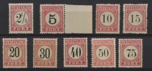 Portzegels Ned.Indië NVPH nrs. P5-P13 postfris met certificaat Vleeming